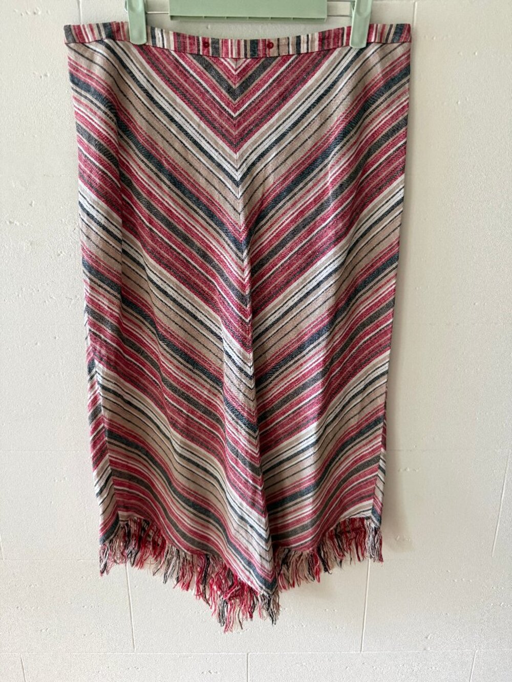 Mexx | Linen Striped Fringe Midi Skirt | Festival Western Boho Summer | Size 10